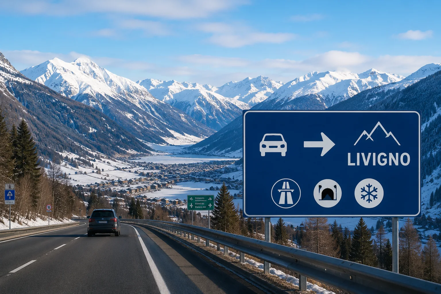 Alpine road leading to Livigno